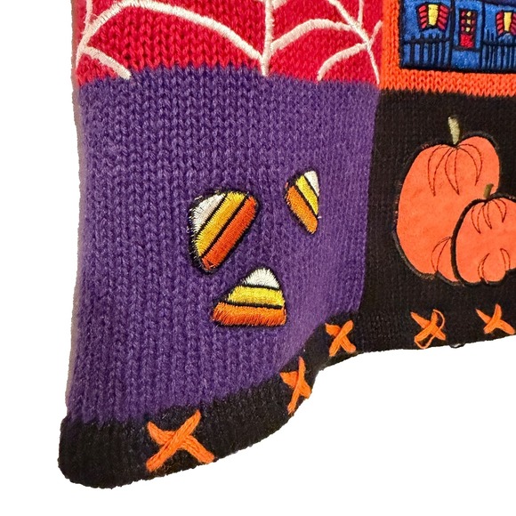 Bobbie Brooks Halloween Patchwork Knit Vest Women's M‎ Ramie Cotton - Picture 5 of 11